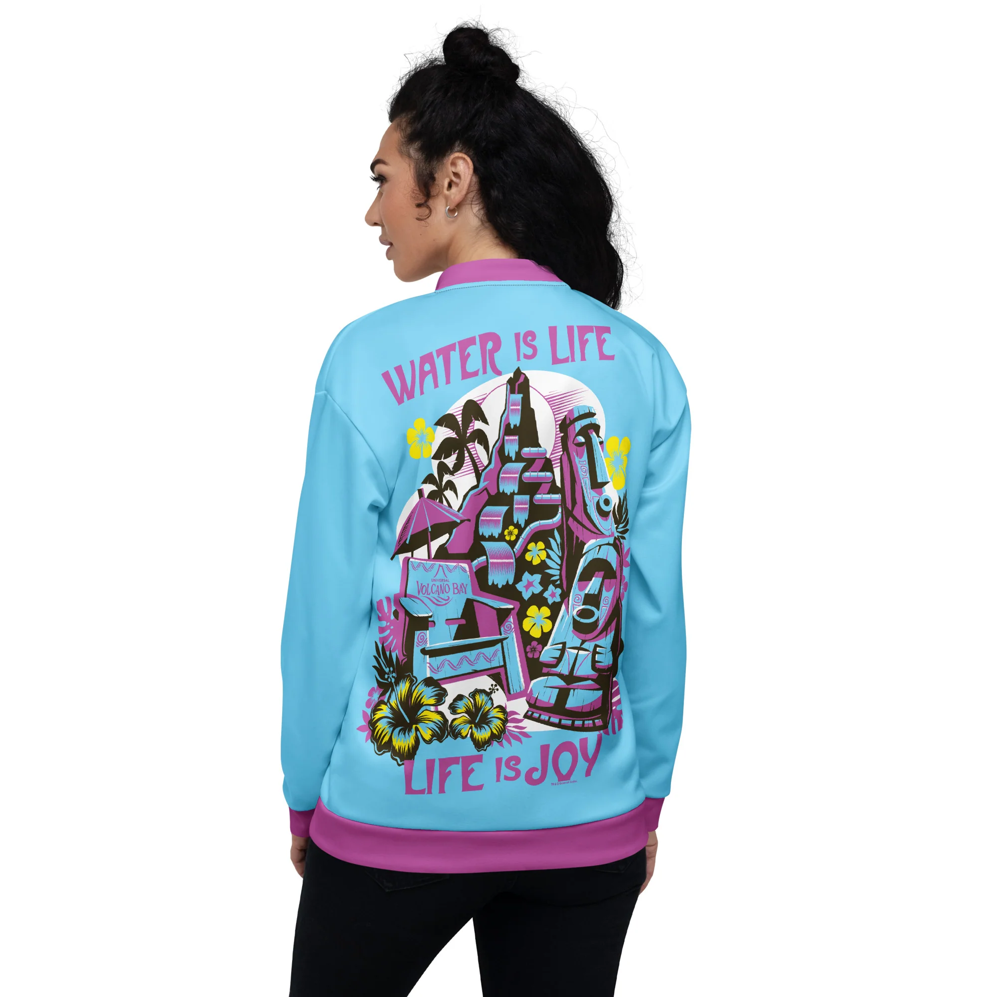 Universal Volcano Bay Water is Life, Life is Joy Bomber Jacket 4 Universal Volcano Bay Water is Life, Life is Joy Bomber Jacket