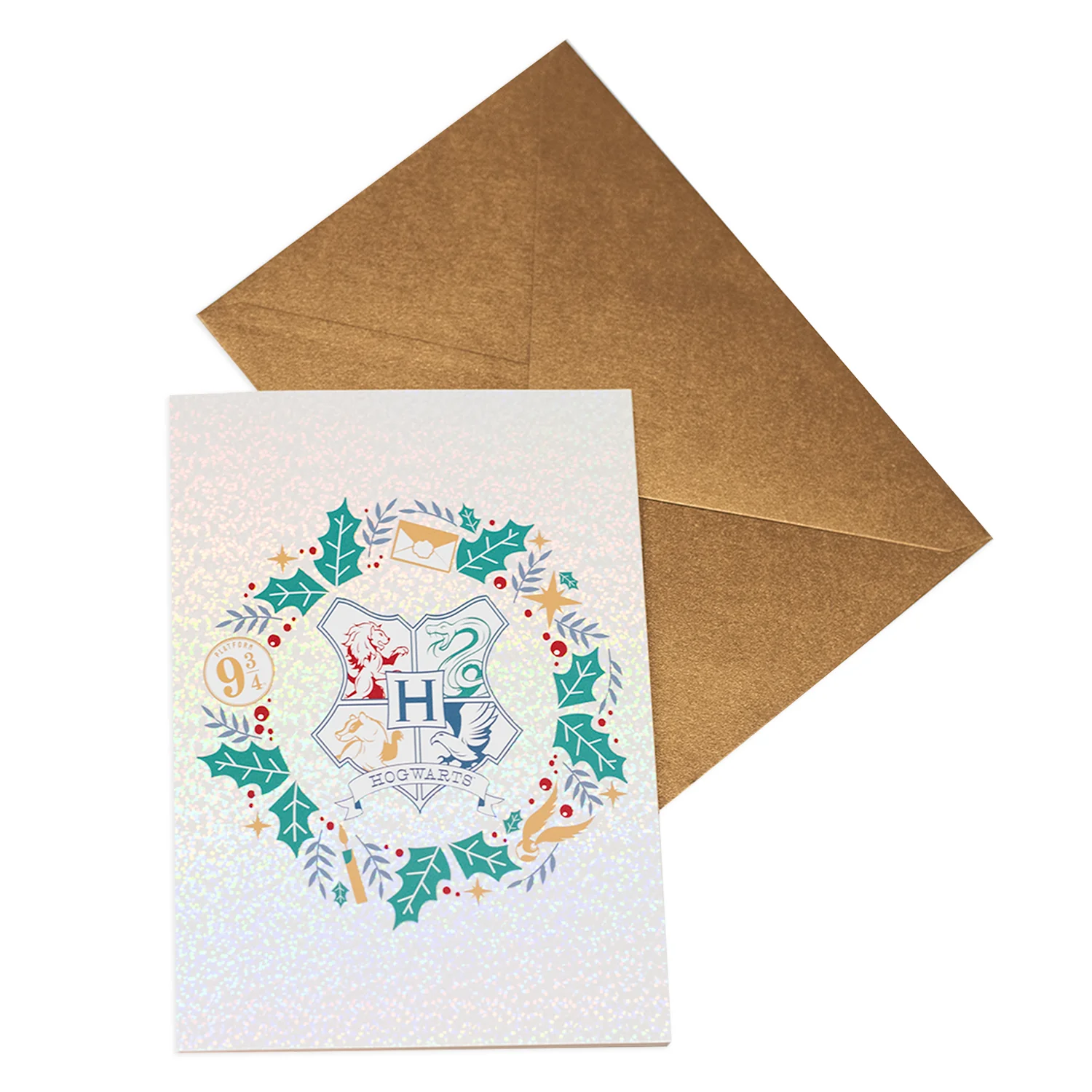Harry Potter™ Holiday Greeting Card Hogwarts™ Wreath Patterned