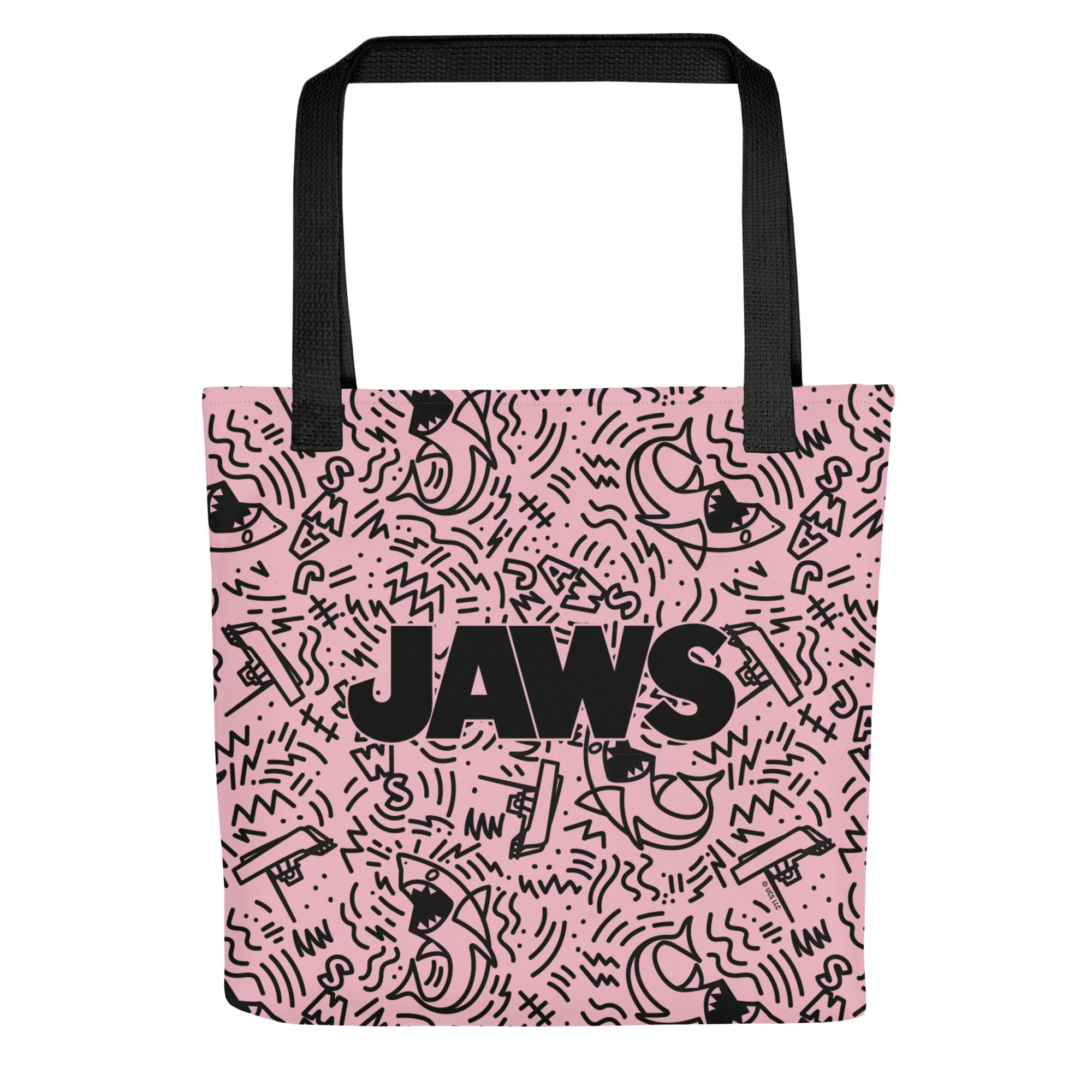 Jaws Pink Doodle Pattern Tote Bag