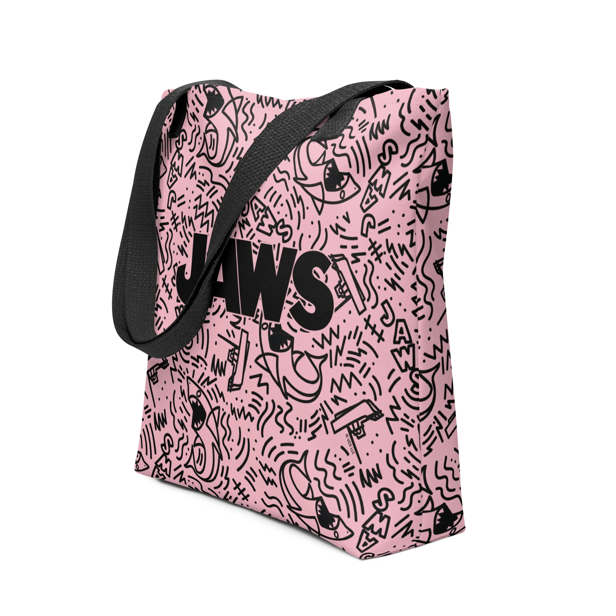 Jaws Pink Doodle Pattern Tote Bag