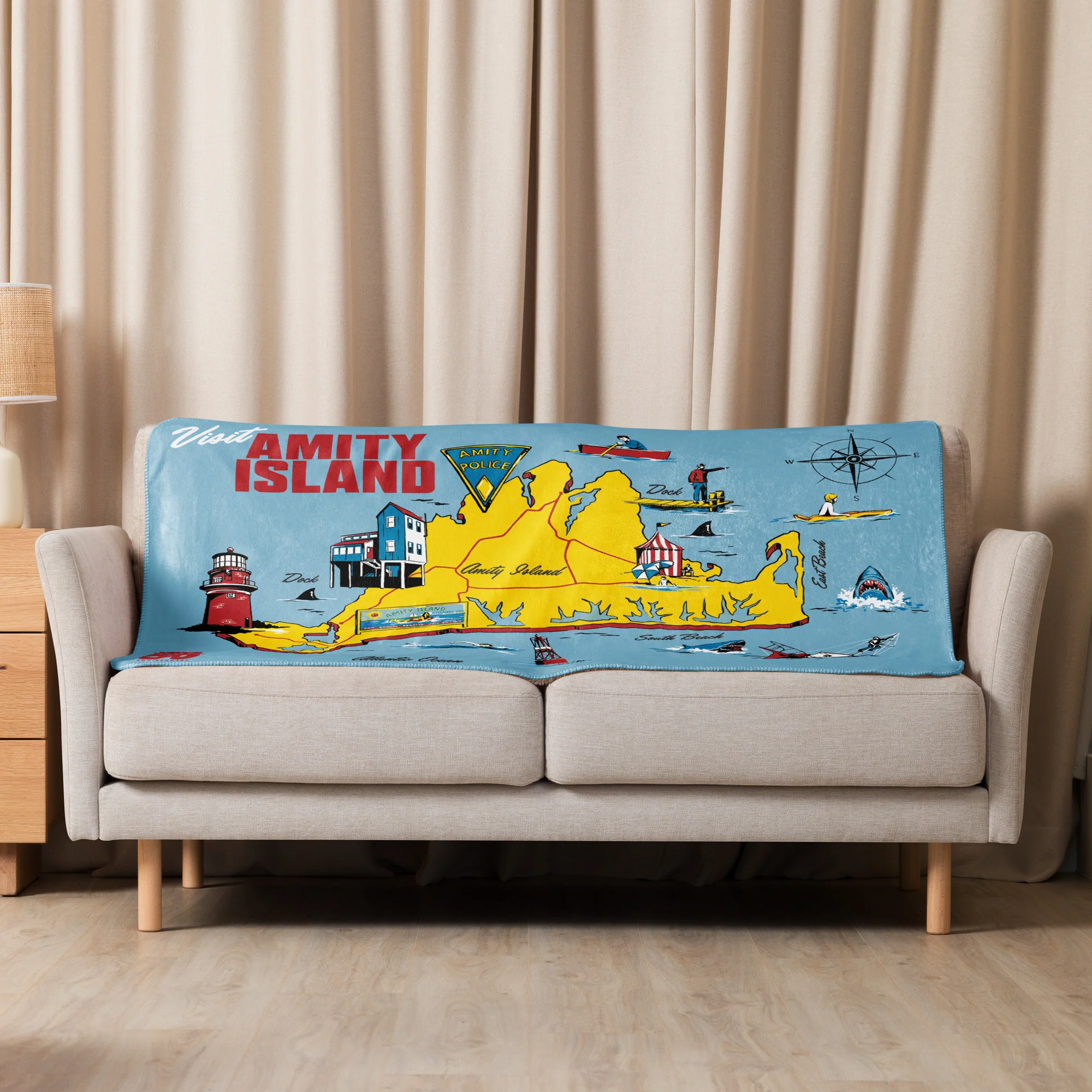 Jaws 50th Anniversary Amity Island Sherpa Blanket 4 Jaws 50th Anniversary Amity Island Sherpa Blanket