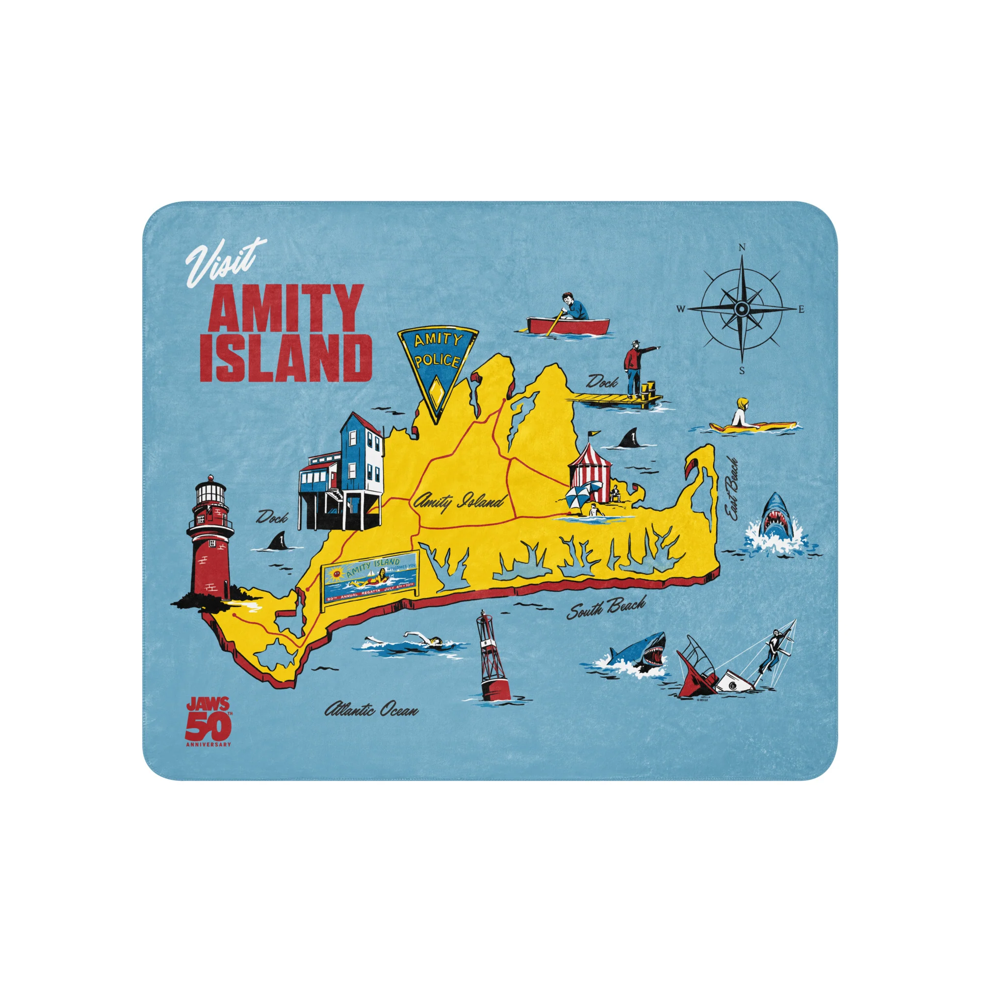 Jaws 50th Anniversary Amity Island Sherpa Blanket 6 Jaws 50th Anniversary Amity Island Sherpa Blanket