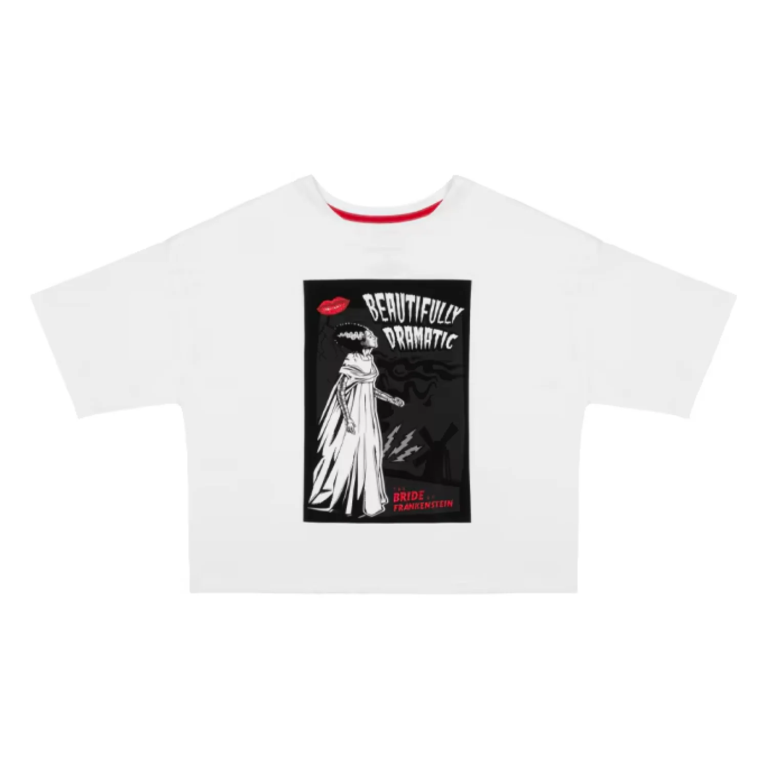 Universal Monsters Bride of Frankenstein Beautifully Dramatic Women's Cropped T-Shirt