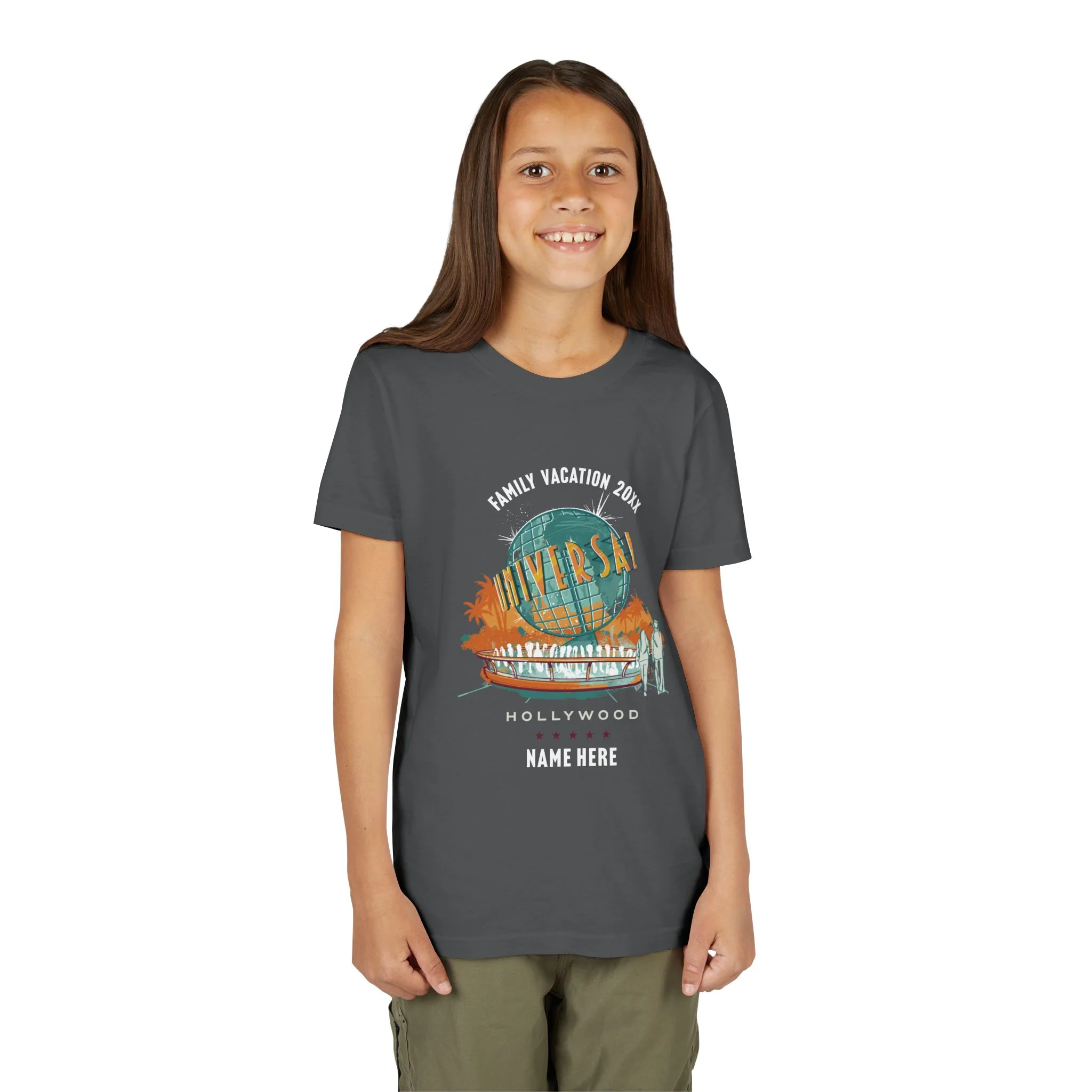 Universal Studios Hollywood Vintage Globe Personalized Youth T-Shirt 2 Universal Studios Hollywood Vintage Globe Personalized Youth T-Shirt