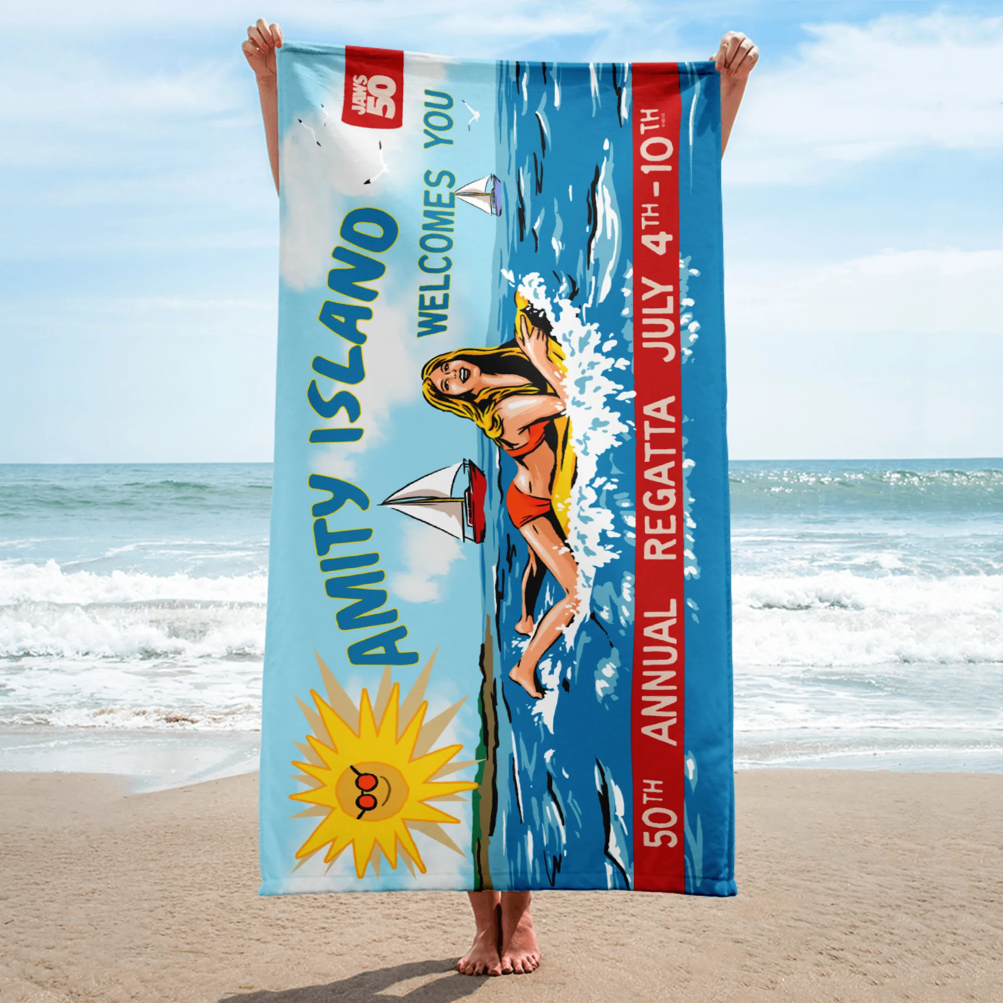 Jaws 50th Anniversary Amity Island Beach Towel 2 Jaws 50th Anniversary Amity Island Beach Towel