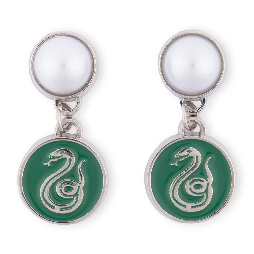 Harry Potter™ Earrings of Slytherin™ Crest with Pearl
