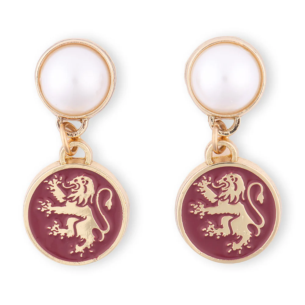 Harry Potter™ Earrings of Gryffindor™ Crest with Pearl